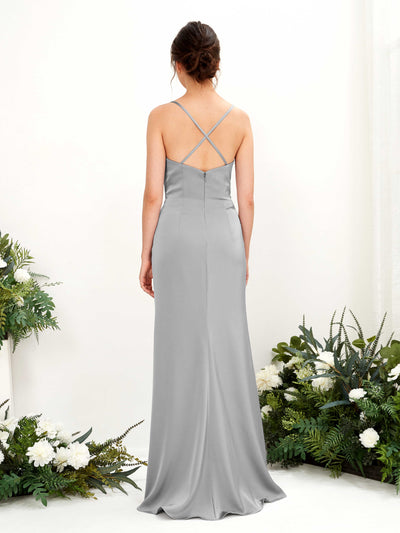 Carlyna Vestido de dama de honor Corte imperial Escote drapeado Hasta el suelo Gris Paloma #color_gris-paloma