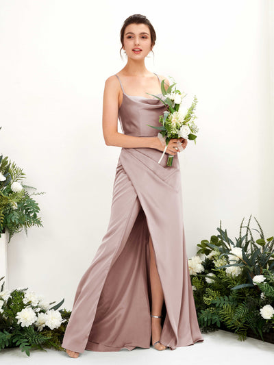 Carlyna Vestido de dama de honor Corte imperial Escote drapeado Hasta el suelo Rosa Polvorienta #color_rosa-polvorienta