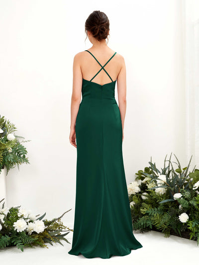 Carlyna Vestido de dama de honor Corte imperial Escote drapeado Hasta el suelo Verde Militer #color_verde-militer