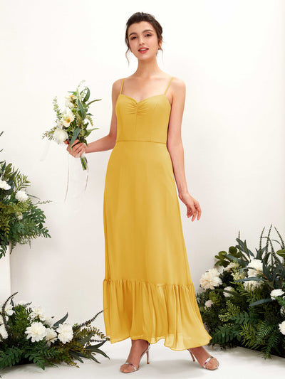 Carlyna Vestido de dama de honor Corte imperial Tirantes finos Hasta el suelo Amarillo Mostaza #color_amarillo-mostaza