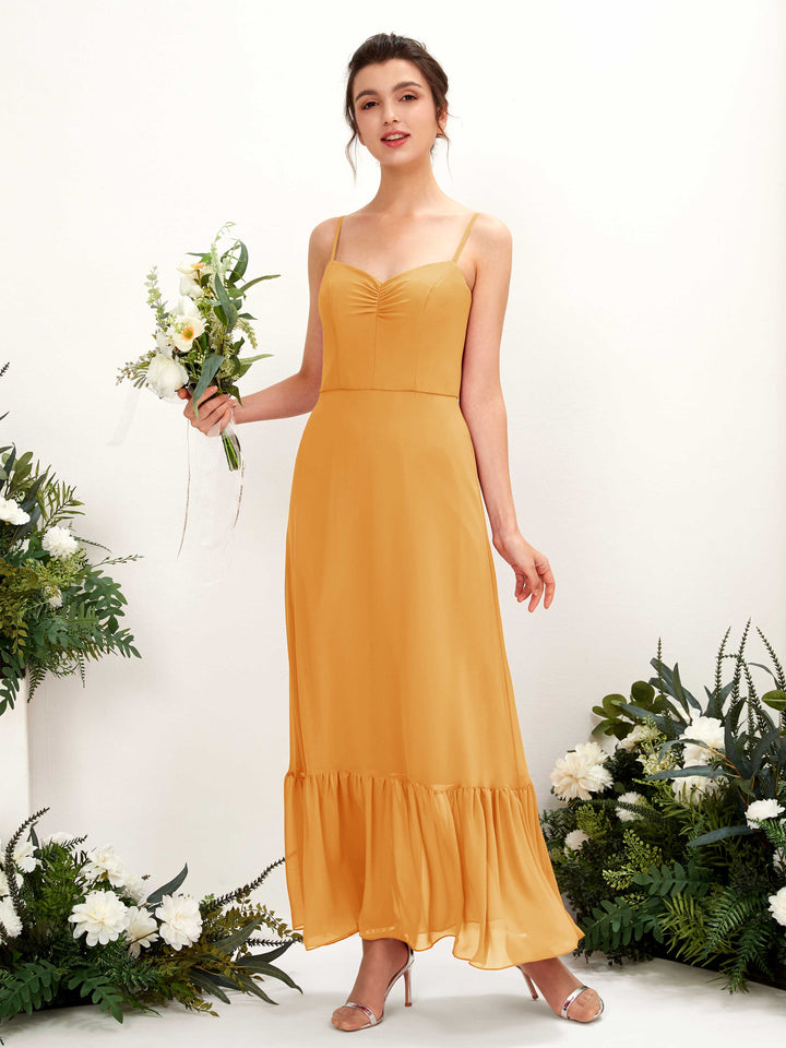 Carlyna Vestido de dama de honor Corte imperial Tirantes finos Hasta el suelo Mango 