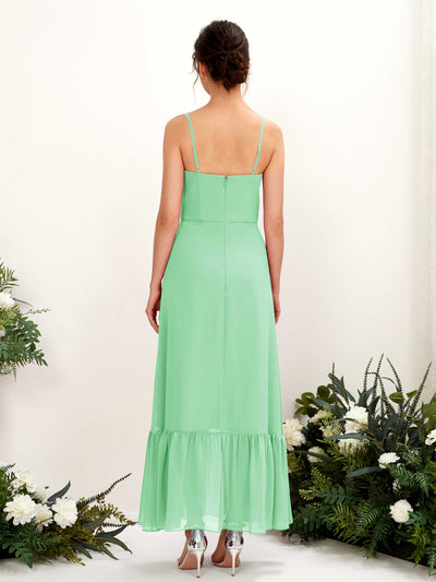 Carlyna Vestido de dama de honor Corte imperial Tirantes finos Hasta el suelo Verde Menta #color_verde-menta