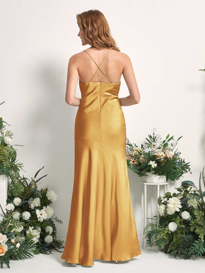 Carlyna Vestido de dama de honor Corte sirena Escote drapeado Hasta el suelo Amarillo Canario #color_amarillo-canario