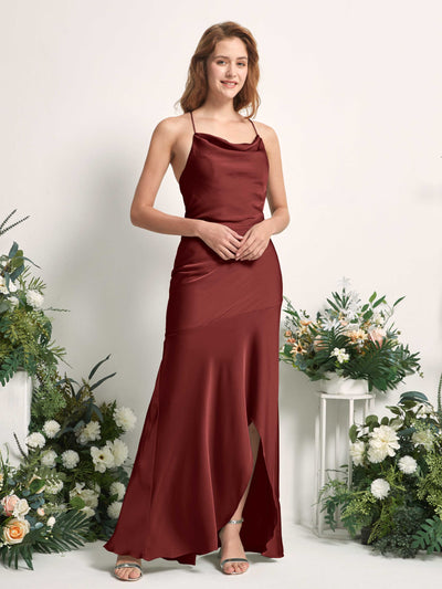 Carlyna Vestido de dama de honor Corte sirena Escote drapeado Hasta el suelo Borgoña #color_borgo-a