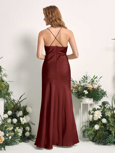 Carlyna Vestido de dama de honor Corte sirena Escote drapeado Hasta el suelo Borgoña #color_borgo-a