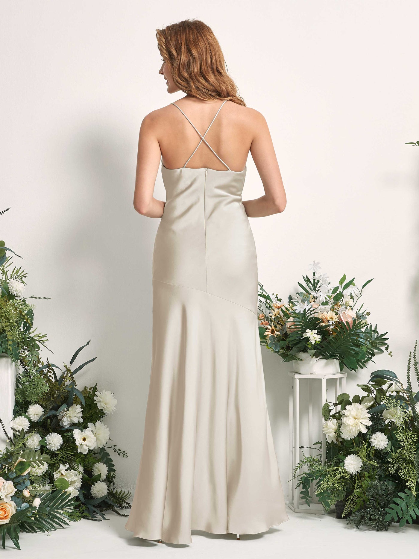 Carlyna Vestido de dama de honor Corte sirena Escote drapeado Hasta el suelo Champán #color_champ-n