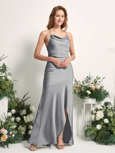 Carlyna Vestido de dama de honor Corte sirena Escote drapeado Hasta el suelo Gris Acero #color_gris-acero
