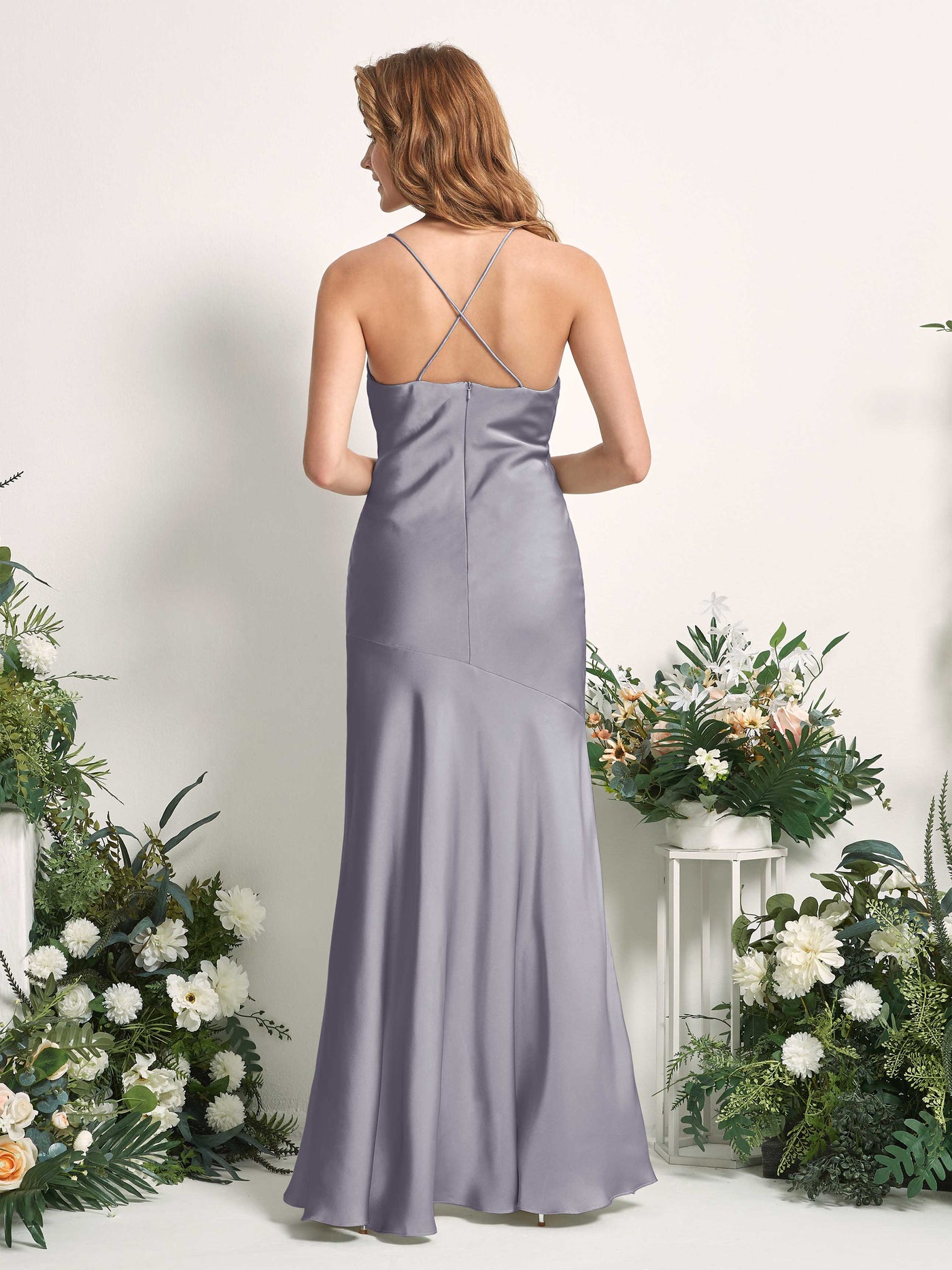 Carlyna Vestido de dama de honor Corte sirena Escote drapeado Hasta el suelo Niebla Púrpura #color_niebla-p-rpura