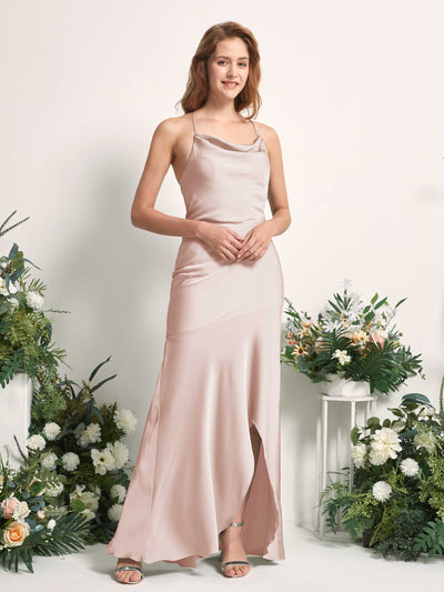 Carlyna Vestido de dama de honor Corte sirena Escote drapeado Hasta el suelo Rosa Perla #color_rosa-perla