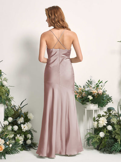 Carlyna Vestido de dama de honor Corte sirena Escote drapeado Hasta el suelo Rosa Polvorienta #color_rosa-polvorienta