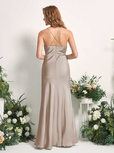Carlyna Vestido de dama de honor Corte sirena Escote drapeado Hasta el suelo Taupe #color_taupe