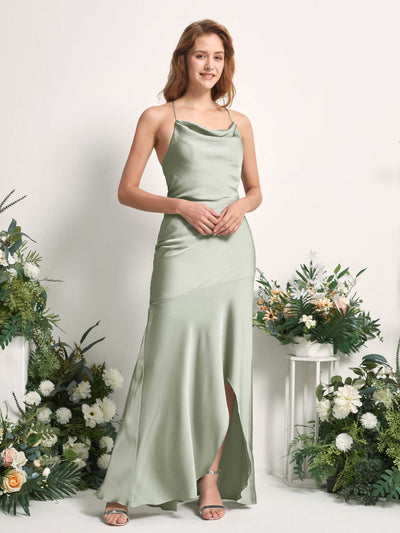 Carlyna Vestido de dama de honor Corte sirena Escote drapeado Hasta el suelo Verde Salvia #color_verde-salvia