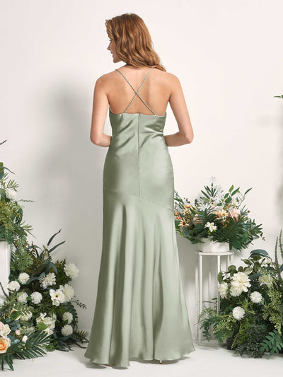 Carlyna Vestido de dama de honor Corte sirena Escote drapeado Hasta el suelo Verde Salvia #color_verde-salvia