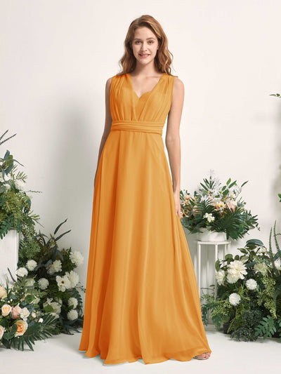 Carlyna Vestido de dama de honor Línea A Cuello de corazón Hasta el suelo Mango #color_mango