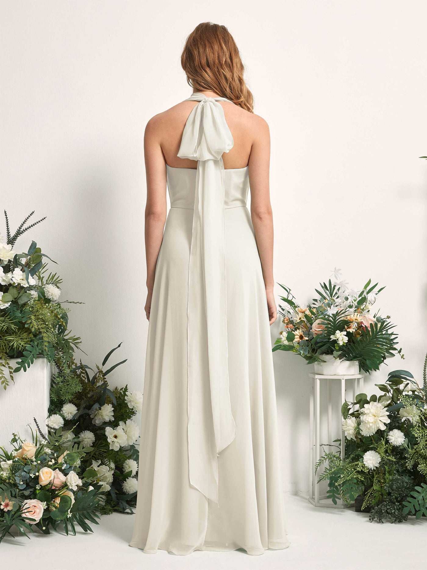 Carlyna Vestido de dama de honor Línea A Cuello de corazón Hasta el suelo Marfil #color_marfil