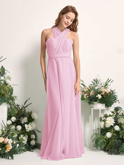 Carlyna Vestido de dama de honor Línea A Cuello de corazón Hasta el suelo Rosa Caramelo #color_rosa-caramelo