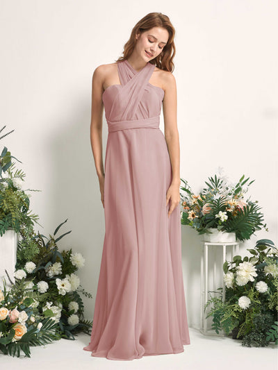 Carlyna Vestido de dama de honor Línea A Cuello de corazón Hasta el suelo Rosa Polvorienta #color_rosa-polvorienta