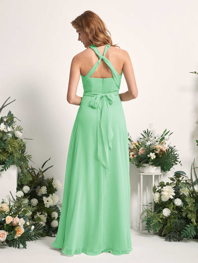 Carlyna Vestido de dama de honor Línea A Cuello de corazón Hasta el suelo Verde Menta #color_verde-menta