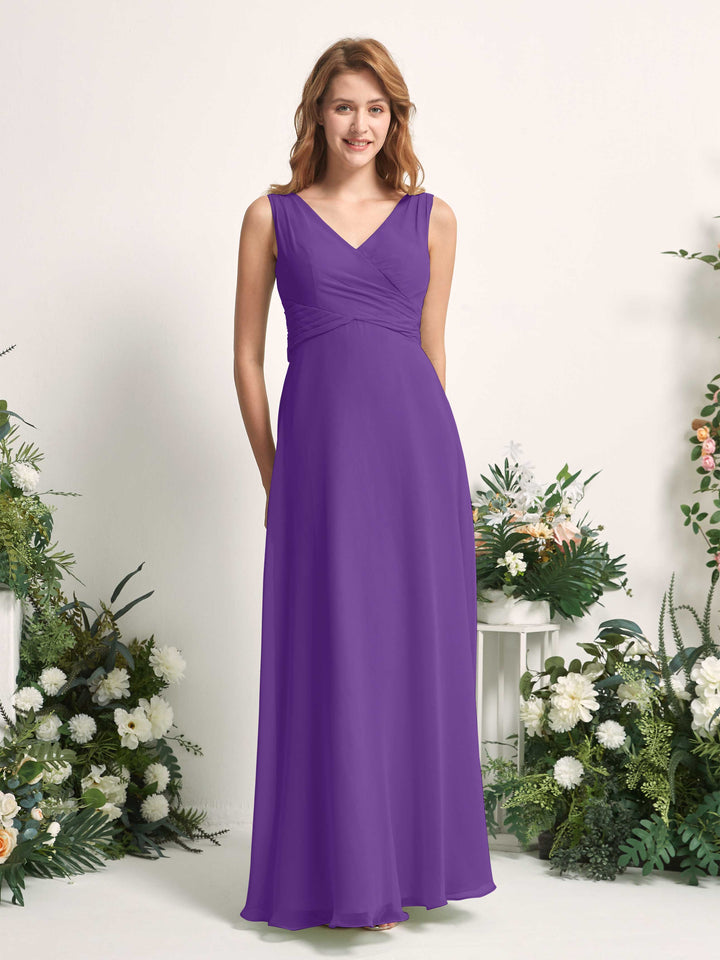 Carlyna Vestido de dama de honor línea A escote en V hasta el suelo Regencia 