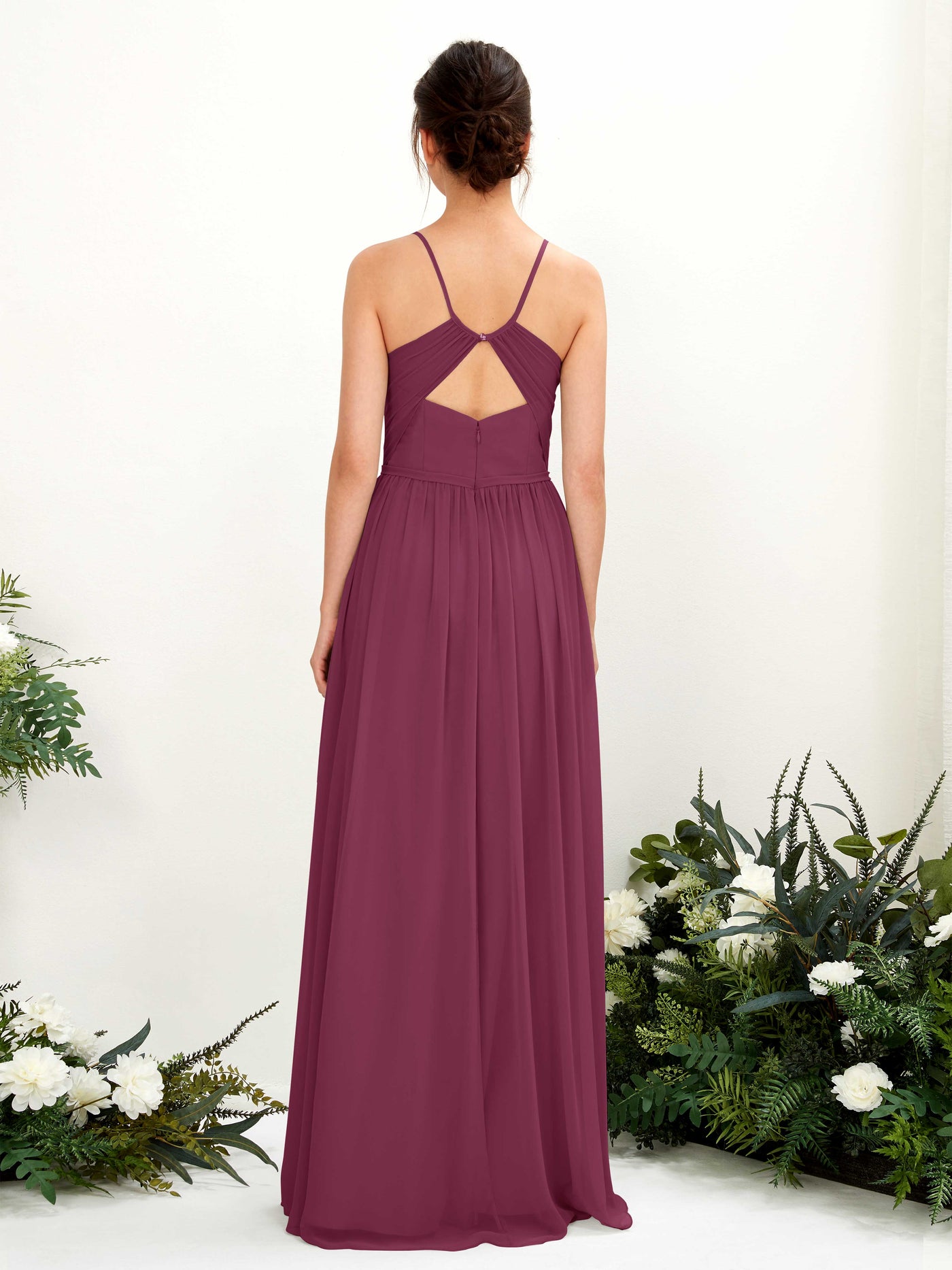 Carlyna Vestido de Línea A Hasta el suelo Escote en V Tirantes finos Chianti #color_chianti