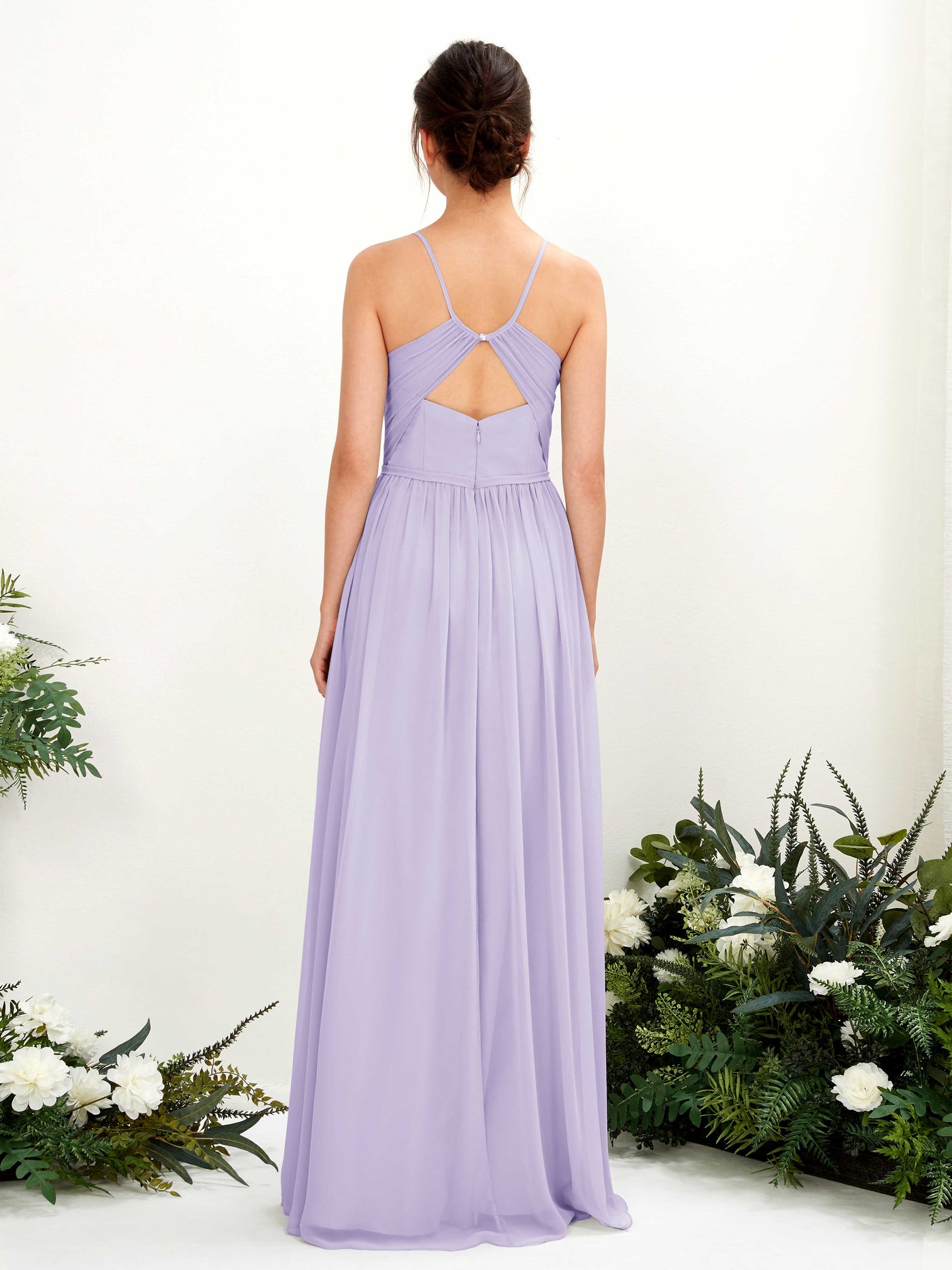 Carlyna Vestido de Línea A Hasta el suelo Escote en V Tirantes finos Lila #color_lila