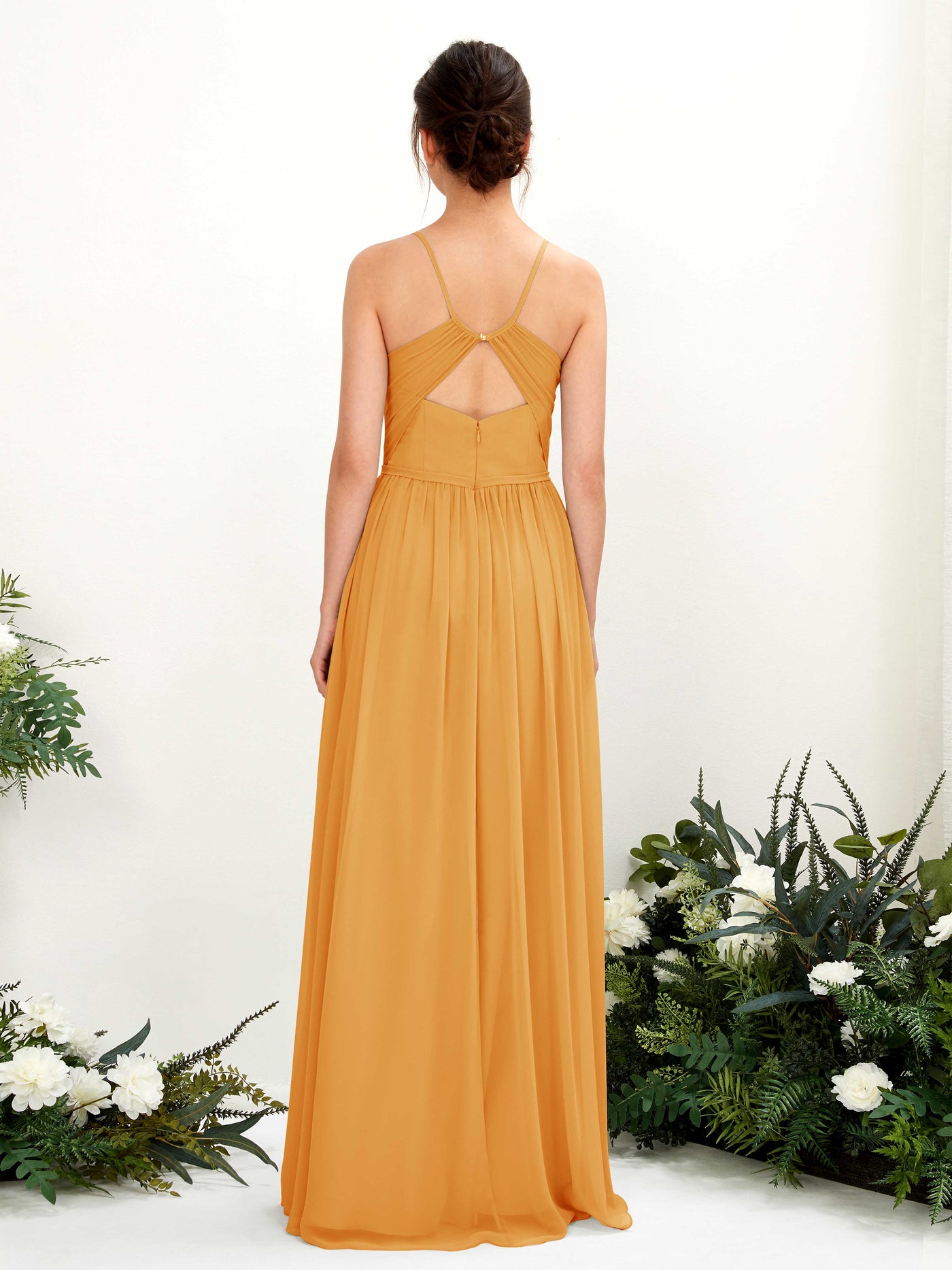 Carlyna Vestido de Línea A Hasta el suelo Escote en V Tirantes finos Mango #color_mango