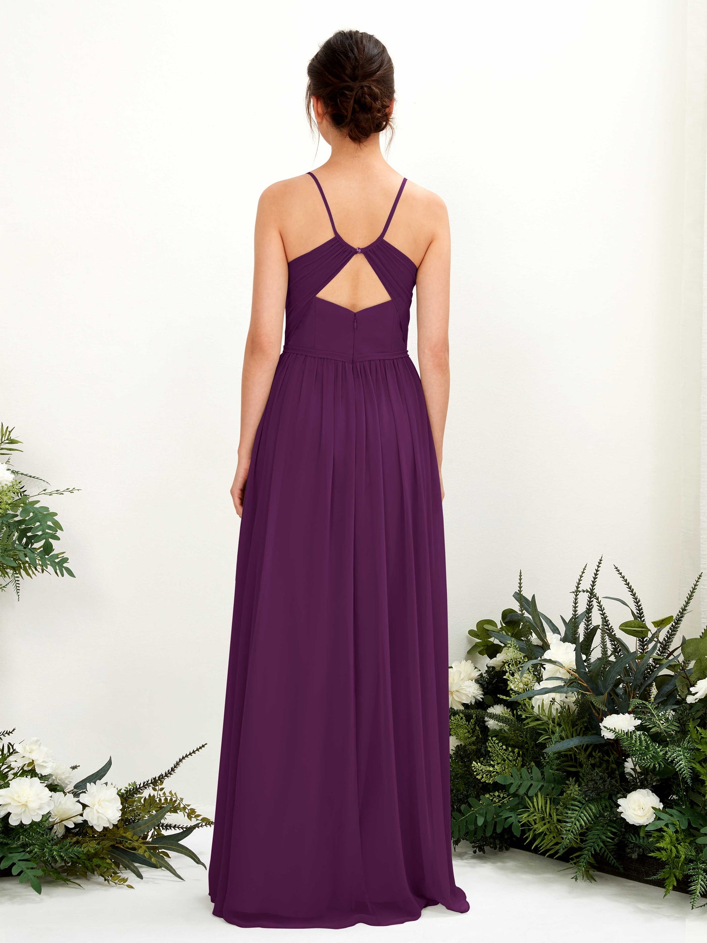 Carlyna Vestido de Línea A Hasta el suelo Escote en V Tirantes finos Uva #color_uva