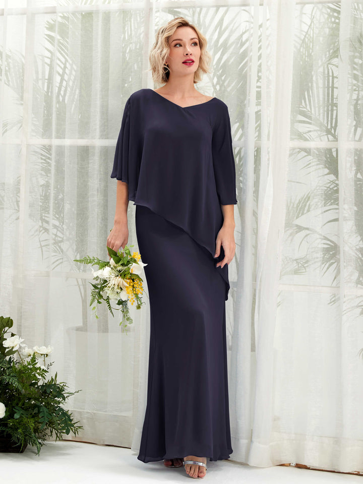 Carlyna Vestido línea A asimétrico capa damas de honor Azul Marino Oscuro 
