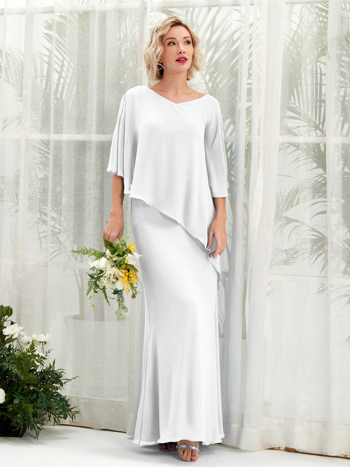 Carlyna Vestido línea A asimétrico capa damas de honor Blanco 