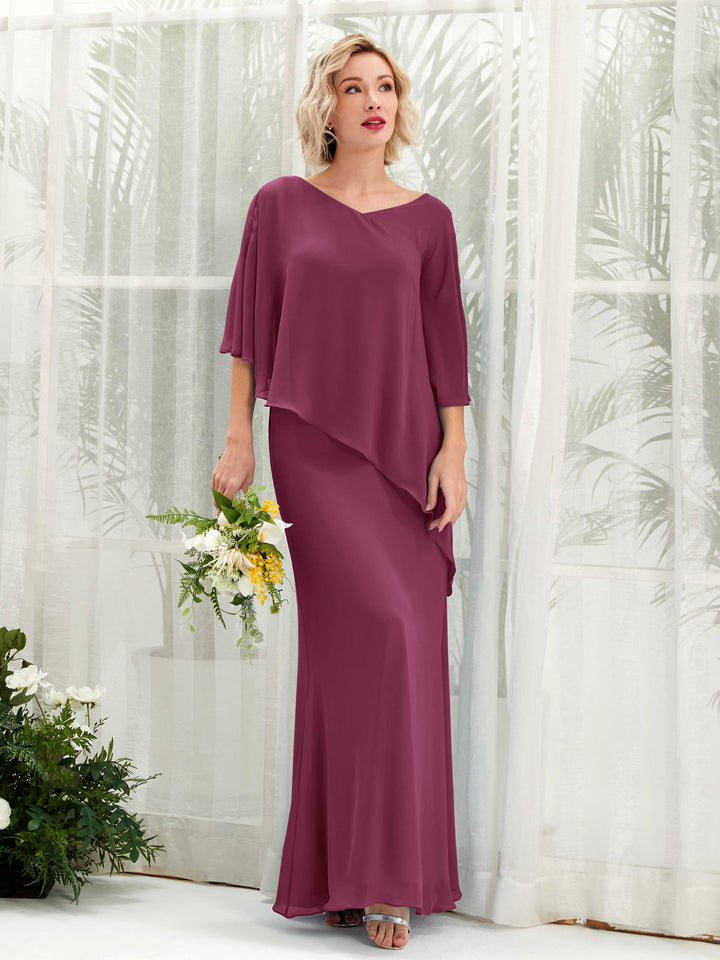 Carlyna Vestido línea A asimétrico capa damas de honor Chianti 