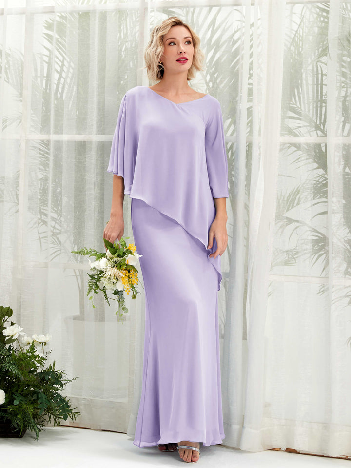 Carlyna Vestido línea A asimétrico capa damas de honor Lila 