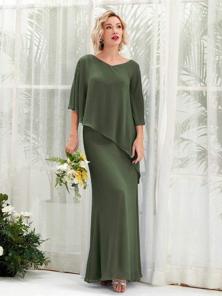 Carlyna Vestido línea A asimétrico capa damas de honor Oliva Martini 