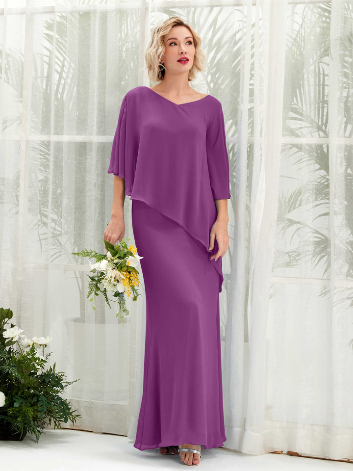 Carlyna Vestido línea A asimétrico capa damas de honor Púrpura 
