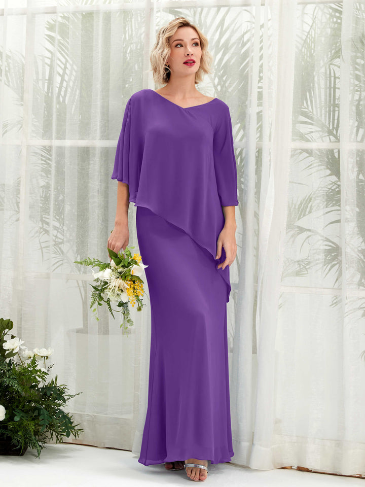 Carlyna Vestido línea A asimétrico capa damas de honor Regencia 