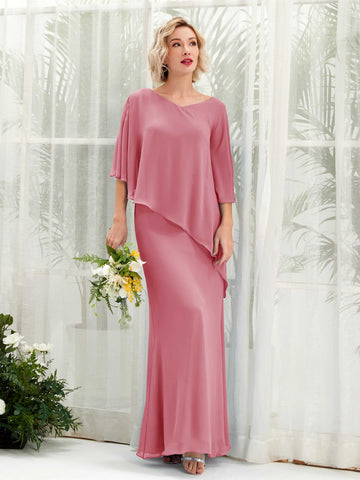 Carlyna Vestido línea A asimétrico capa damas de honor Rosa Del Desierto #color_rosa-del-desierto