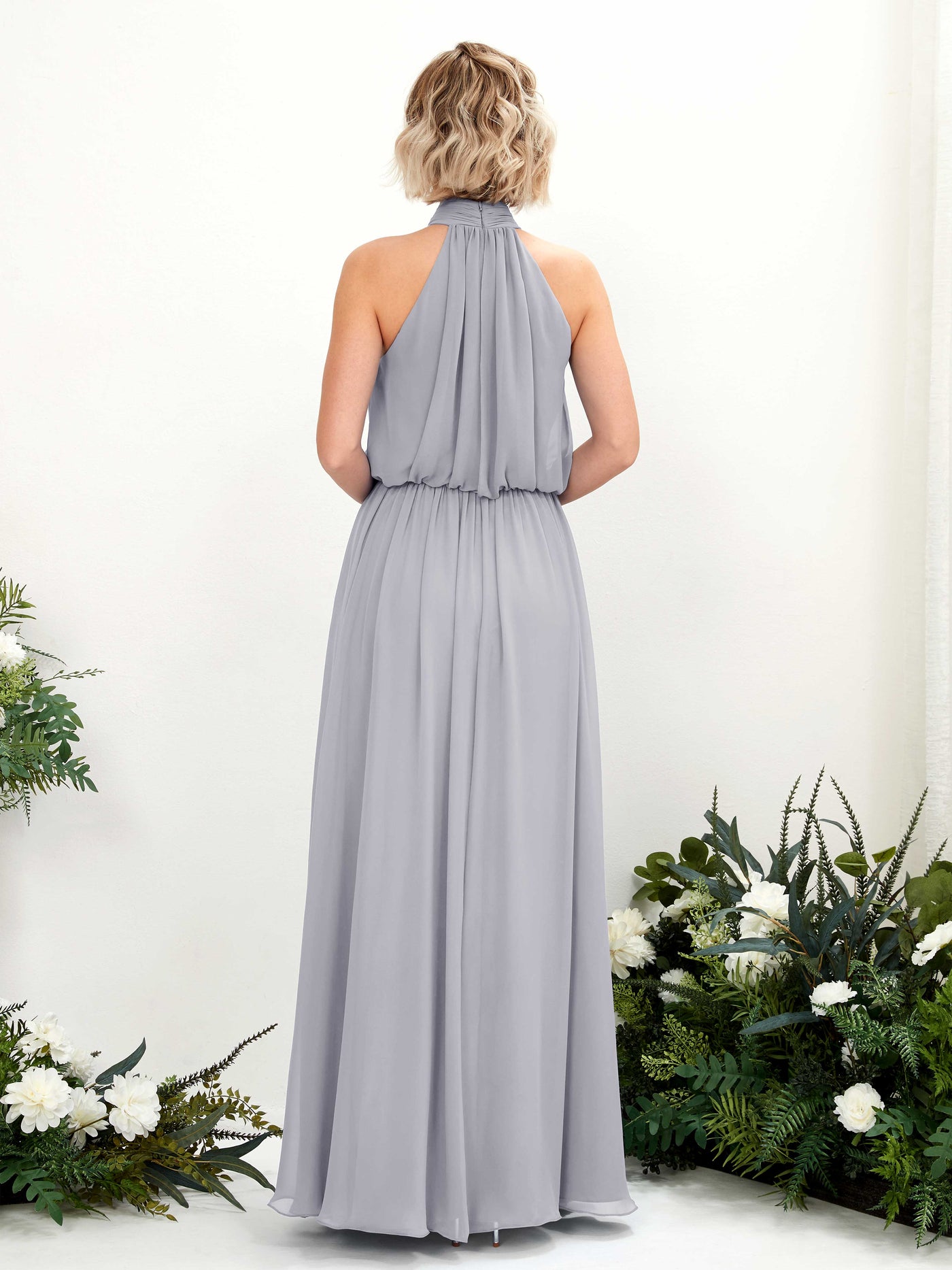 Carlyna Vestido línea A con cuello redondo hasta el suelo de gasa vestidos de dama de honor Lavanda Viejo #color_lavanda-viejo