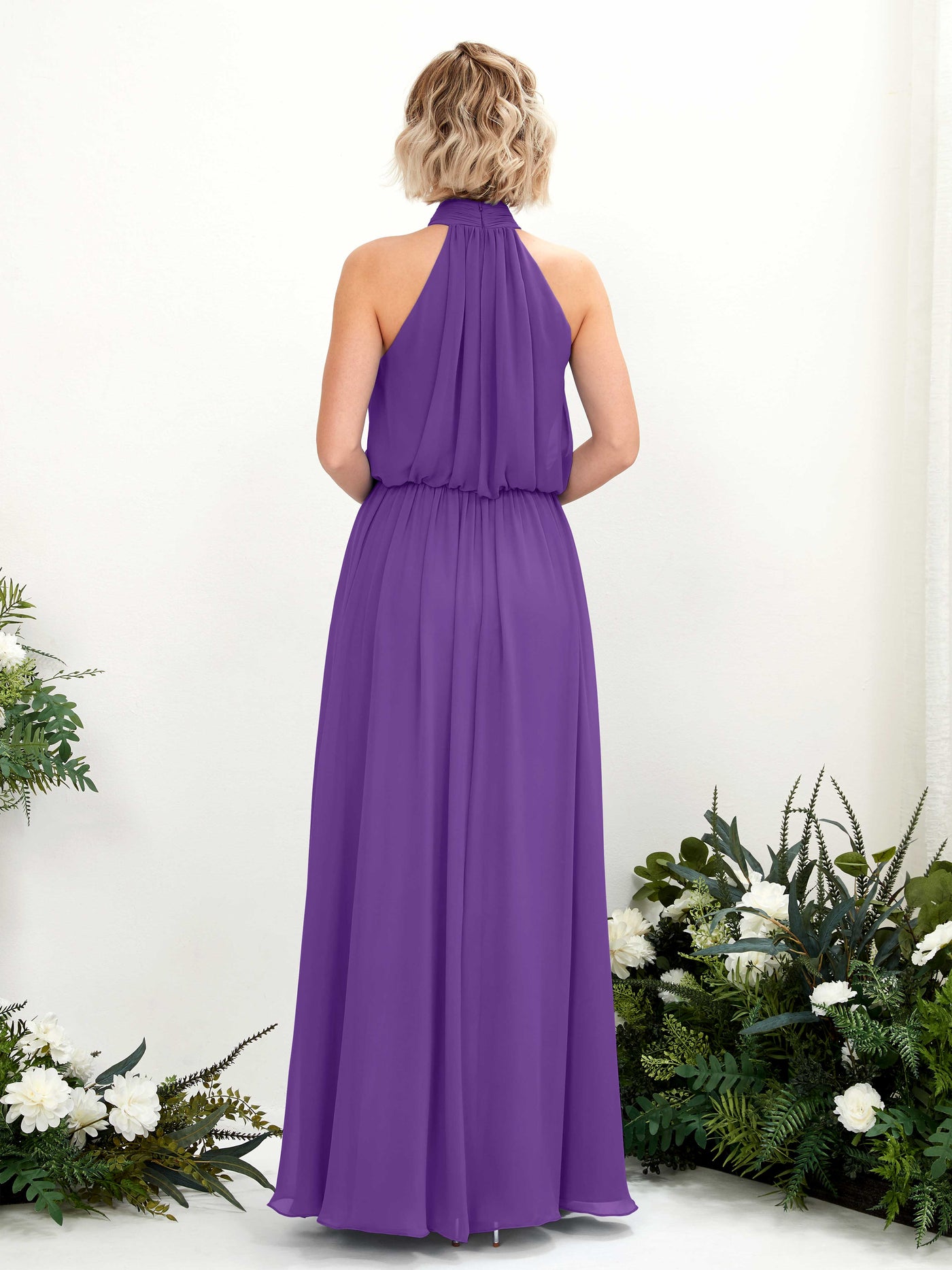 Carlyna Vestido línea A con cuello redondo hasta el suelo de gasa vestidos de dama de honor Regencia #color_regencia