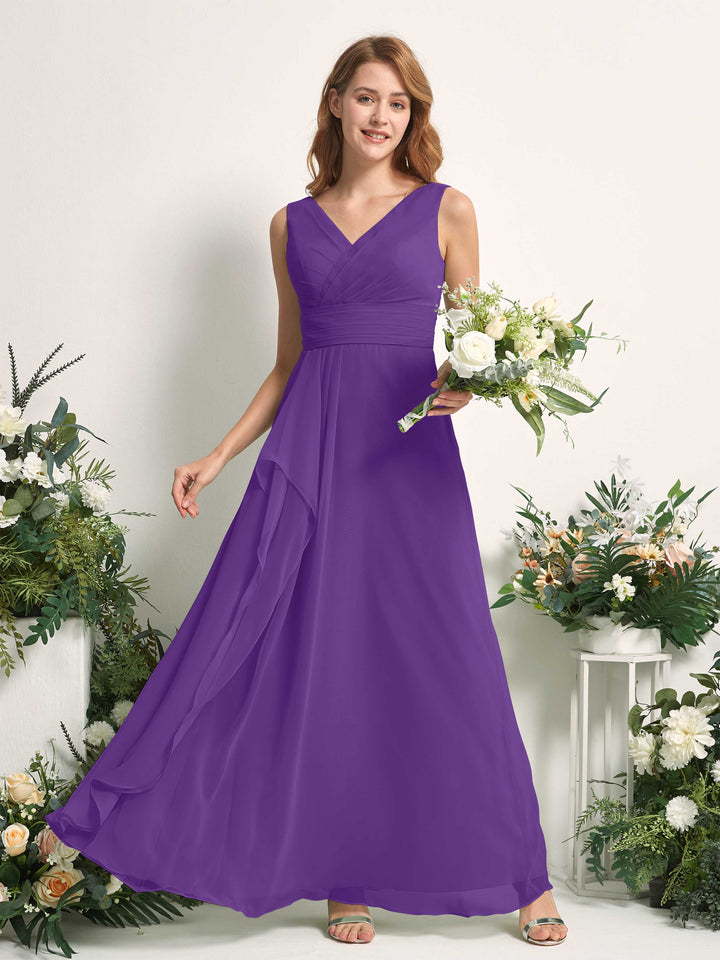 Carlyna Vestido línea A con escote en V hasta el suelo vestido de dama de honor Regencia 