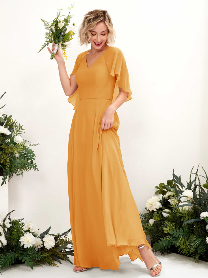 Carlyna Vestido línea A con escote en V y mangas capa hasta el suelo vestido de dama de honor Mango 