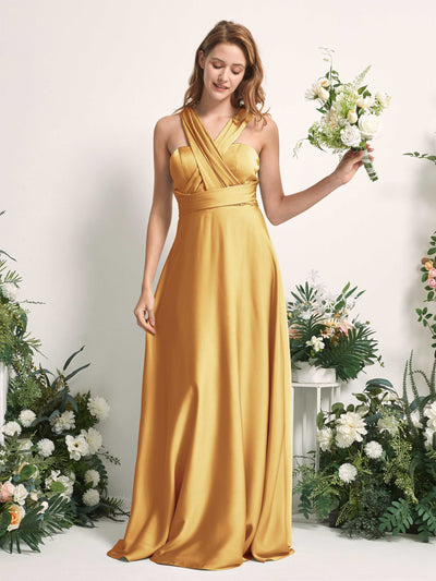 Carlyna Vestido línea A cuello de corazón hasta el suelo dama de honor Amarillo Canario #color_amarillo-canario
