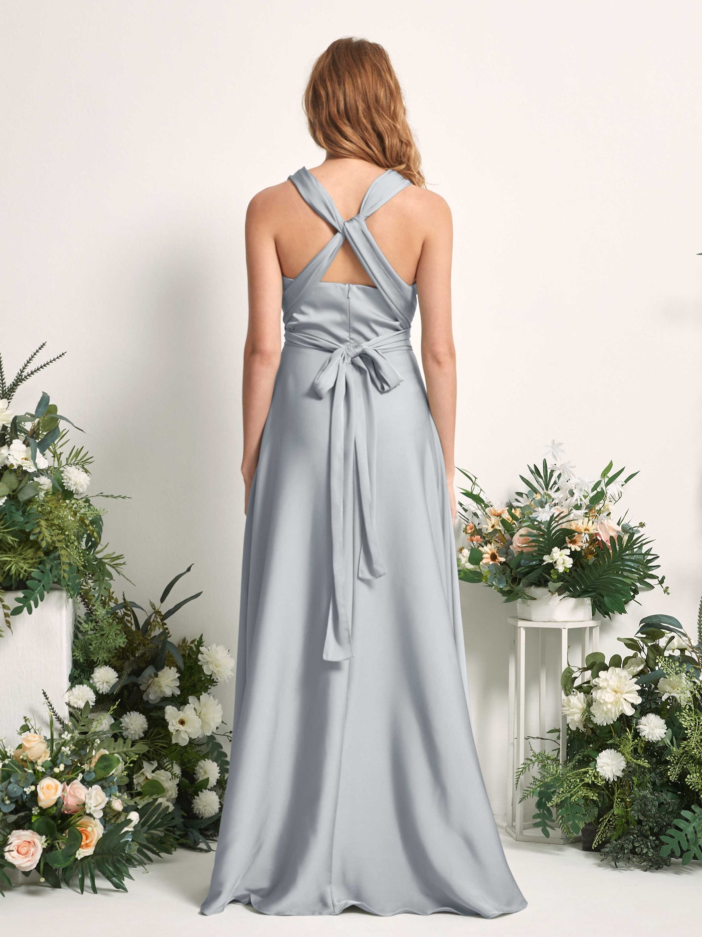 Carlyna Vestido línea A cuello de corazón hasta el suelo dama de honor Azul Bebé #color_azul-beb