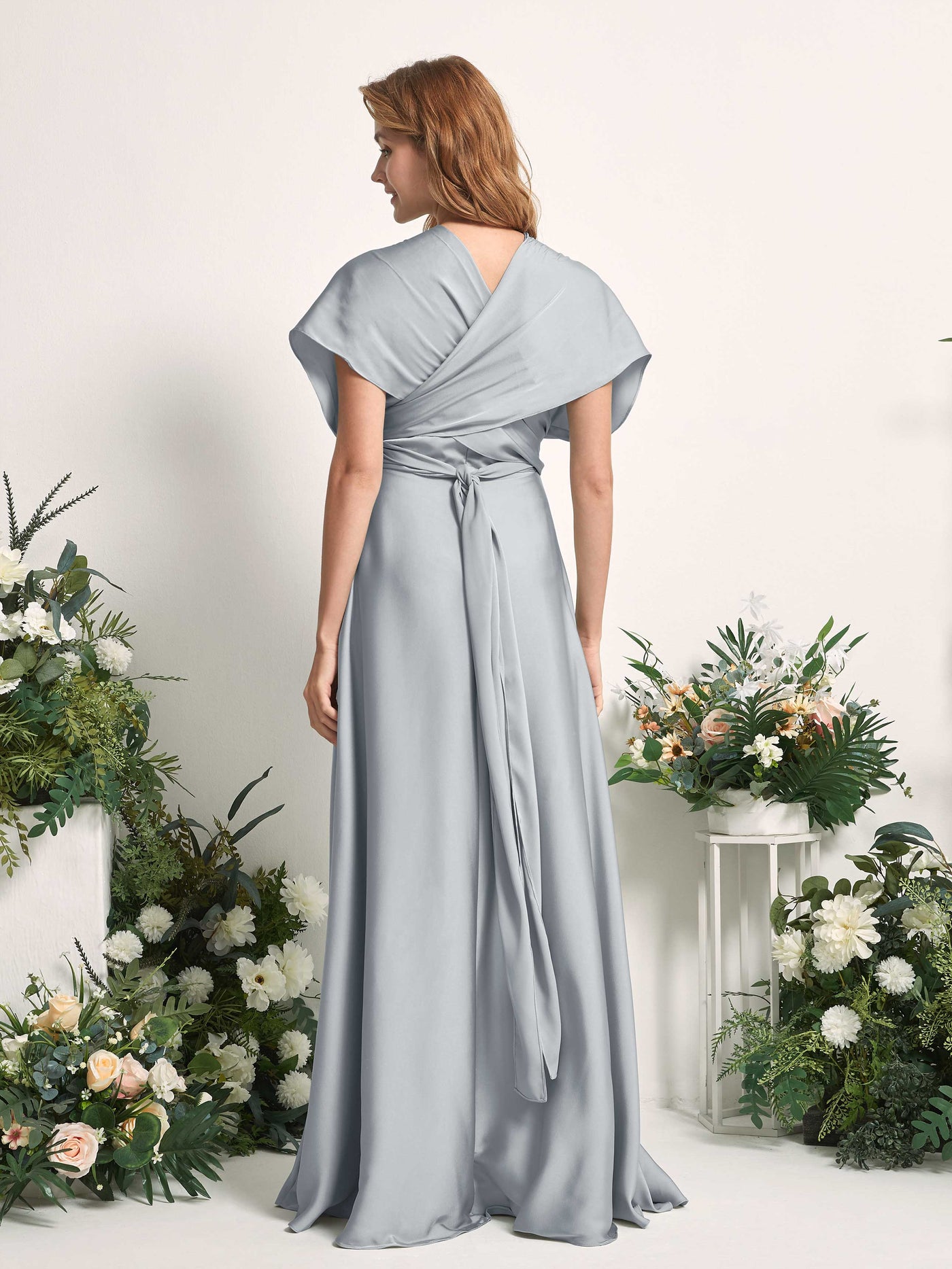 Carlyna Vestido línea A cuello de corazón hasta el suelo dama de honor Azul Bebé #color_azul-beb