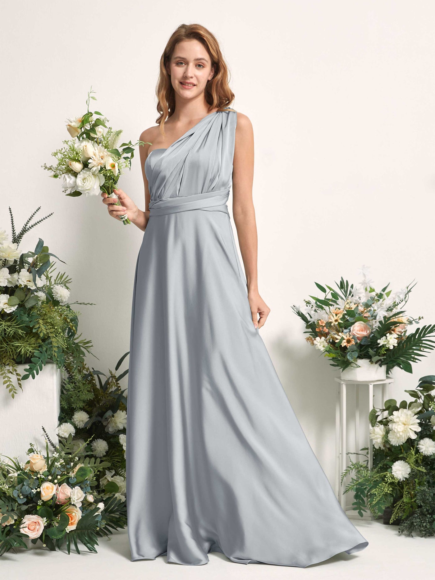 Carlyna Vestido línea A cuello de corazón hasta el suelo dama de honor Azul Bebé #color_azul-beb