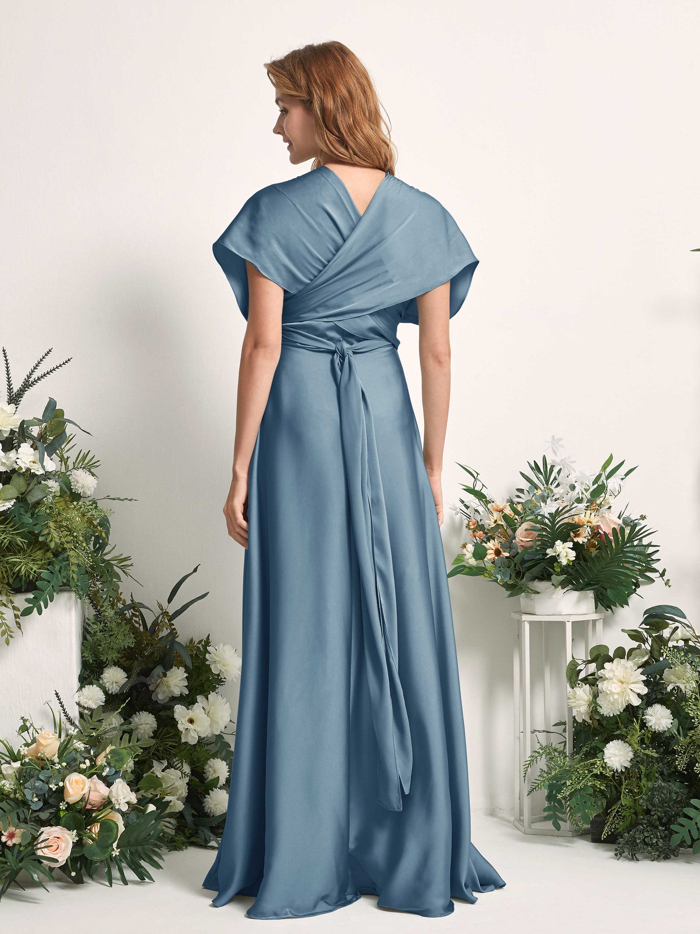 Carlyna Vestido línea A cuello de corazón hasta el suelo dama de honor Azul Tinta #color_azul-tinta