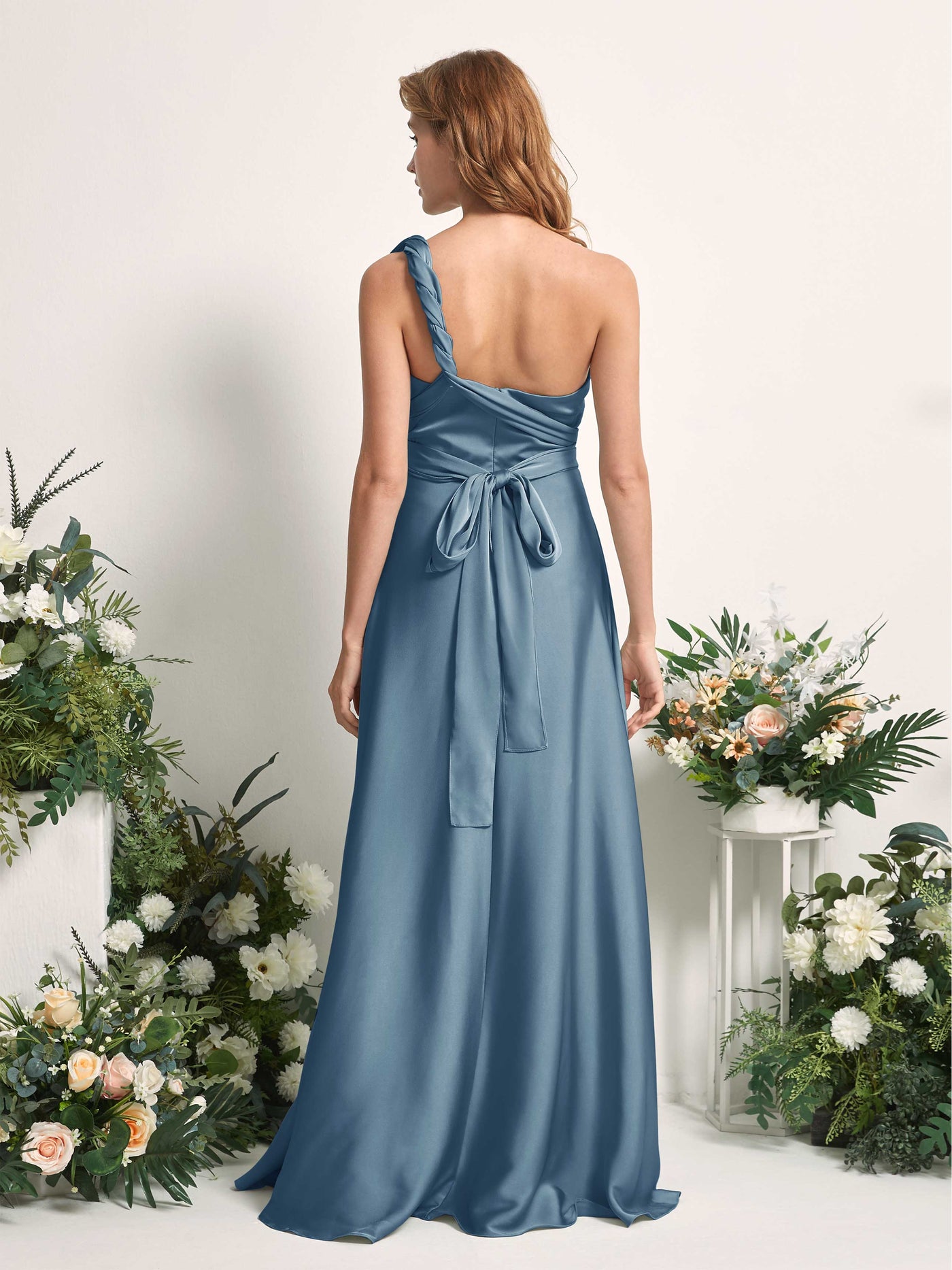 Carlyna Vestido línea A cuello de corazón hasta el suelo dama de honor Azul Tinta #color_azul-tinta