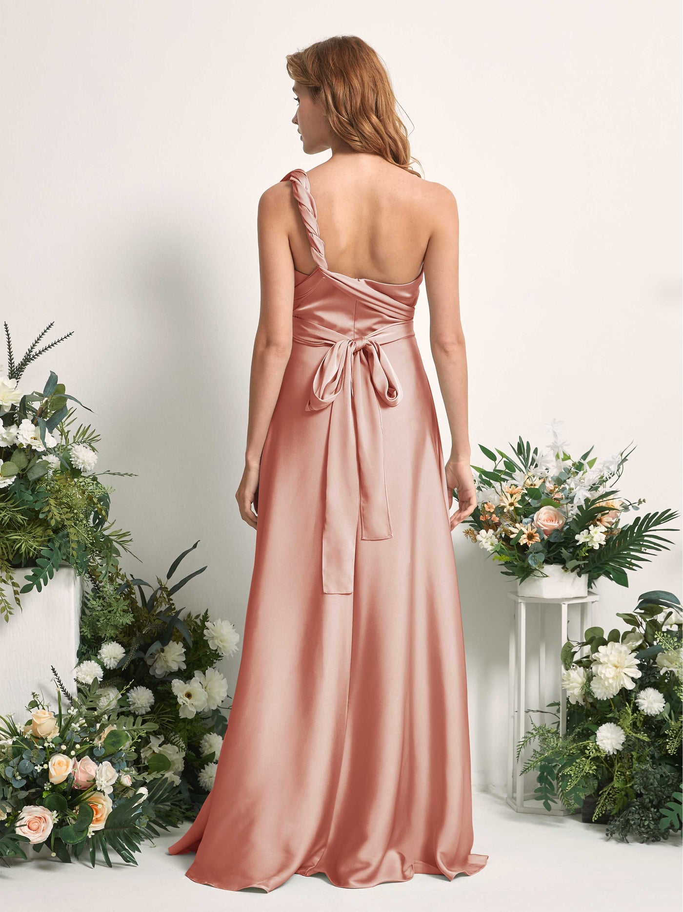 Carlyna Vestido línea A cuello de corazón hasta el suelo dama de honor Cantalupo #color_cantalupo