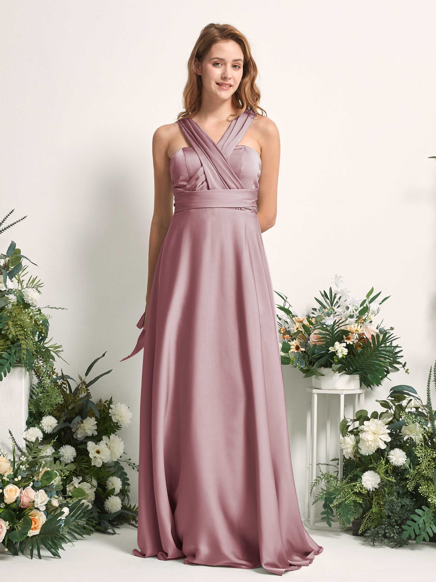 Carlyna Vestido línea A cuello de corazón hasta el suelo dama de honor Cuarzo Rosa #color_cuarzo-rosa