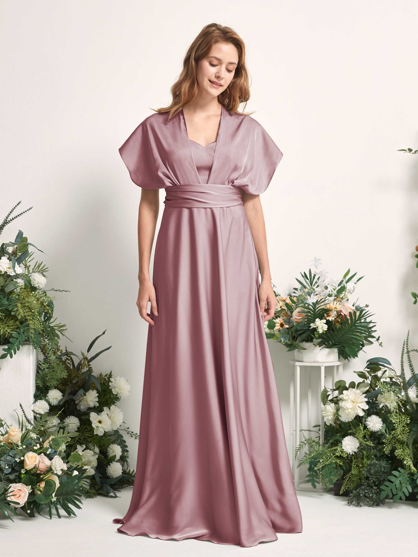 Carlyna Vestido línea A cuello de corazón hasta el suelo dama de honor Cuarzo Rosa #color_cuarzo-rosa