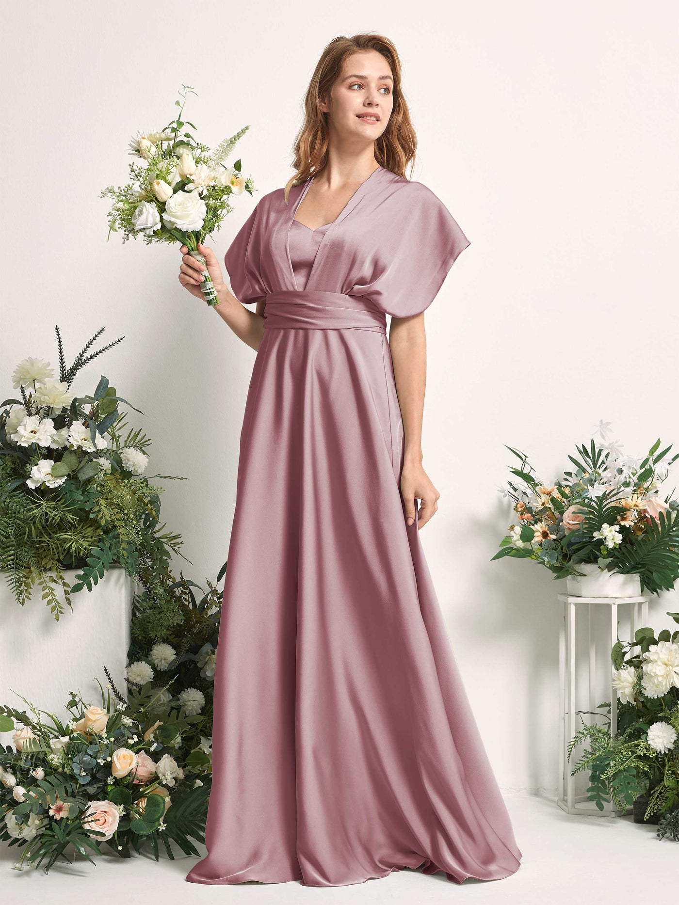 Carlyna Vestido línea A cuello de corazón hasta el suelo dama de honor Cuarzo Rosa #color_cuarzo-rosa