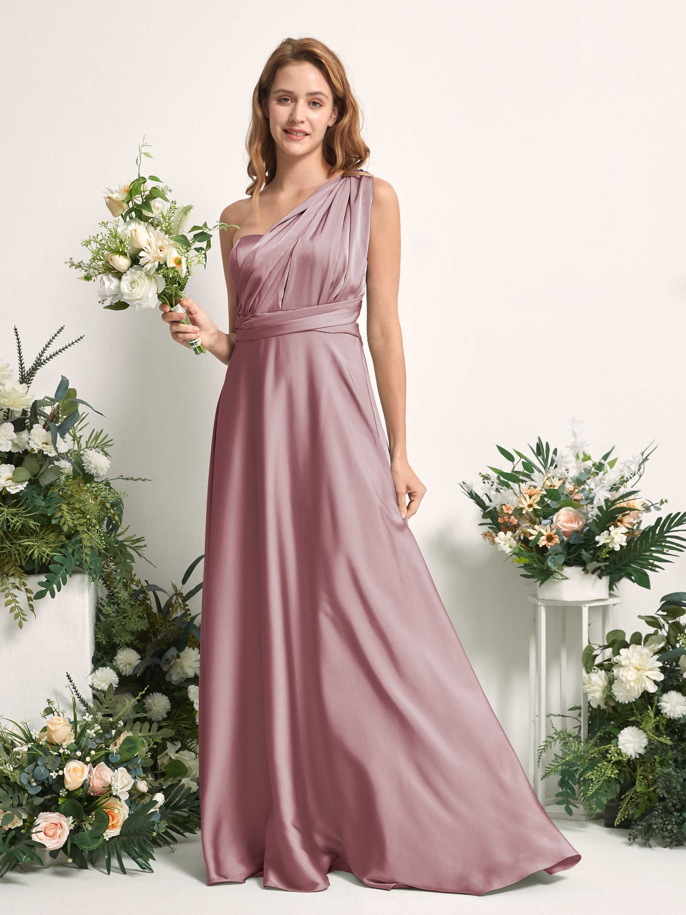 Carlyna Vestido línea A cuello de corazón hasta el suelo dama de honor Cuarzo Rosa #color_cuarzo-rosa